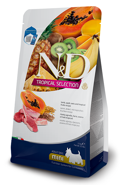 N&D TROPICAL SELECTION - Cordero y Frutas - Razas mini Adulto - 2.5 Kg