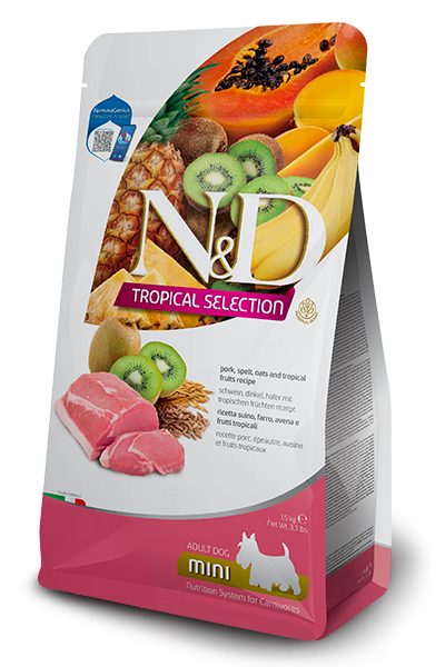 N&D TROPICAL SELECTION - Cerdo y Frutas - Razas mini Adulto - 2.5 Kg