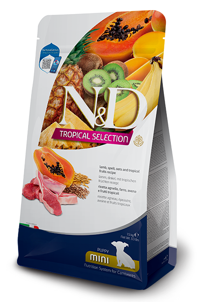 N&D TROPICAL SELECTION - Cordero y Frutas - Razas mini Puppy - 2.5 Kg